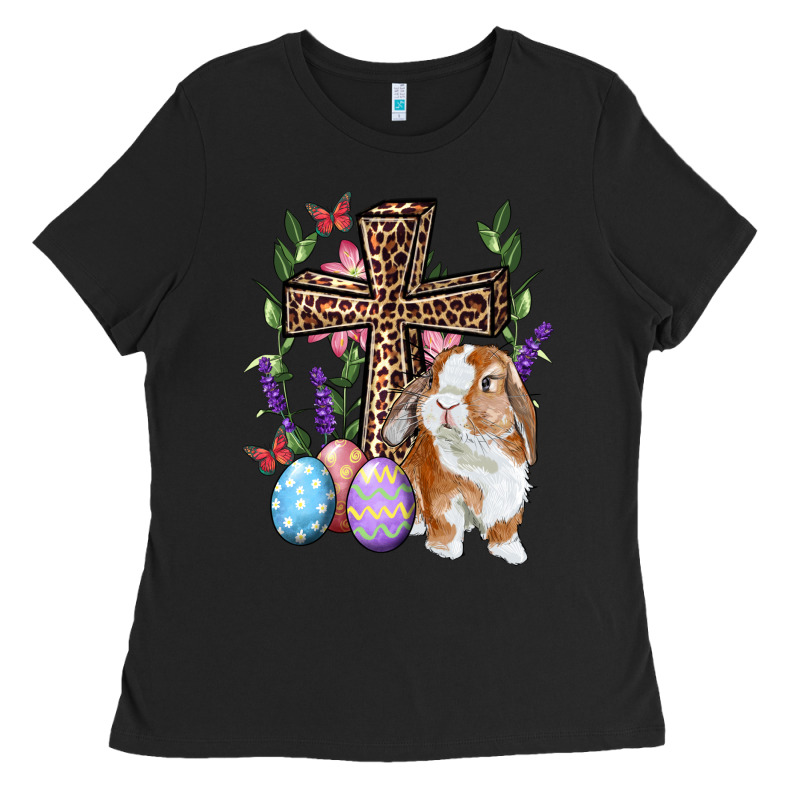 Easter Bunny And Floral Cross Ladies Tee by RanaPortraitStore | Teevron