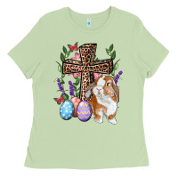 Matcha Easter bunny and floral cross Ladies Tee - RanaPortraitStore
