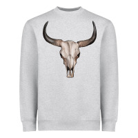 Heather Grey bullskull Heavyweight Sweatshirt - Artiststas