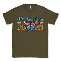 Army Green all american mom american flag butterfly Classic Tee - LillyAllenDesigns