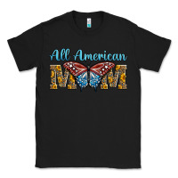 Black all american mom american flag butterfly Classic Tee - LillyAllenDesigns