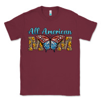 Burgundy all american mom american flag butterfly Classic Tee - LillyAllenDesigns