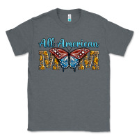 Charcoal Heather all american mom american flag butterfly Classic Tee - LillyAllenDesigns