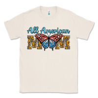 Natural all american mom american flag butterfly Classic Tee - LillyAllenDesigns