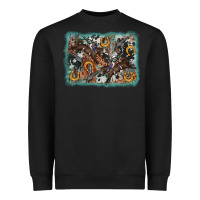 Black bucking bronco rodeo revolver western background Heavyweight Sweatshirt - AdoDesignShop