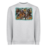 Heather Grey bucking bronco rodeo revolver western background Heavyweight Sweatshirt - AdoDesignShop