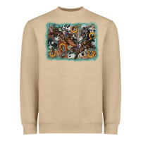 Mushroom bucking bronco rodeo revolver western background Heavyweight Sweatshirt - AdoDesignShop