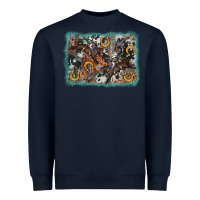 Bucking Bronco Rodeo Revolver Western Background Heavyweight Sweatshirt | Teevron
