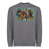 Storm bucking bronco rodeo revolver western background Heavyweight Sweatshirt - AdoDesignShop