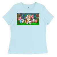 Baby Blue Spring Easter Bunny Ladies Tee - RanaPortraitStore