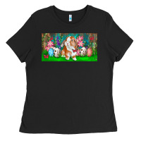 Black Spring Easter Bunny Ladies Tee - RanaPortraitStore