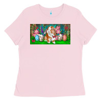 Bubblegum Pink Spring Easter Bunny Ladies Tee - RanaPortraitStore
