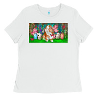 White Spring Easter Bunny Ladies Tee - RanaPortraitStore