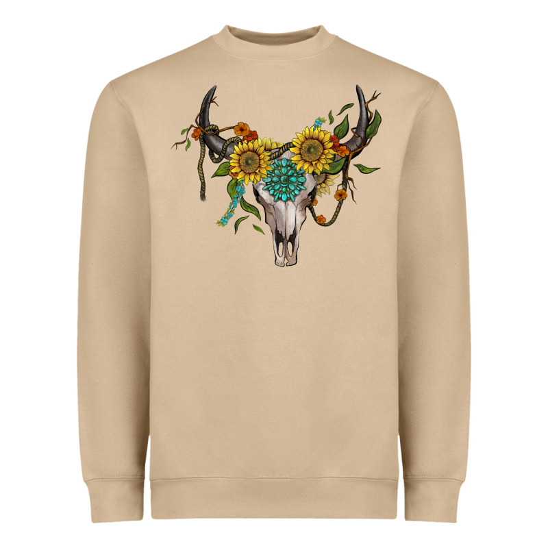 Boho Bullskull With Sunflower And Gemstone Heavyweight Sweatshirt by Artiststas | Teevron