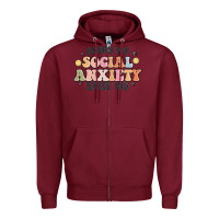 Burgundy sorry my social anxiety says no Zipper Hoodie - MaliasSmallBusiness
