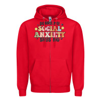 Red sorry my social anxiety says no Zipper Hoodie - MaliasSmallBusiness