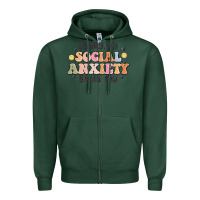 Sports Green sorry my social anxiety says no Zipper Hoodie - MaliasSmallBusiness
