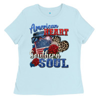 Baby Blue american heart southern soul Ladies Tee - Zillion Design Studio