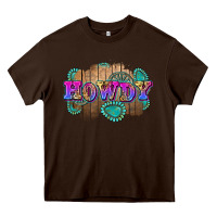 Chocolate Brown howdy Heavy Core Tee - Zillion Design Studio