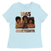 Baby Blue 1865 juneteenth melanin with afro Ladies Tee - texasbilliewilder