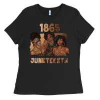 Black 1865 juneteenth melanin with afro Ladies Tee - texasbilliewilder