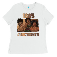 White 1865 juneteenth melanin with afro Ladies Tee - texasbilliewilder