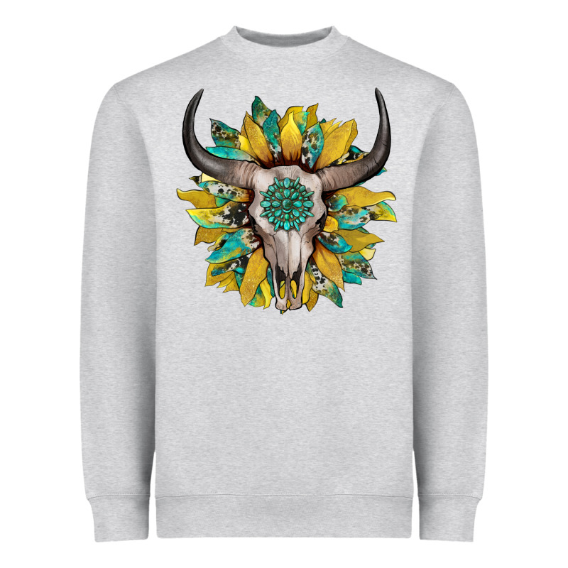 Boho Bullskull With Sunflower And Gemstone Heavyweight Sweatshirt by Artiststas | Teevron