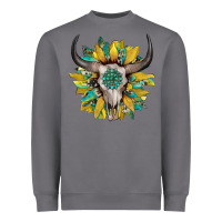 Storm boho bullskull with sunflower and gemstone Heavyweight Sweatshirt - Artiststas
