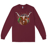 Burgundy christmas  texas longhorn Long Sleeve Tee - JahusDesignShop