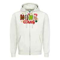 Oatmeal Heather mama claus Zipper Hoodie - MaliasSmallBusiness