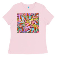 Bubblegum Pink Easter bunny carrot and quail egg Ladies Tee - RanaPortraitStore