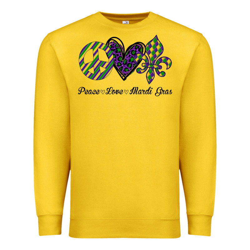 Mardi Gras Love Peace Premium Sweatshirt by Bettercallsaul | Teevron