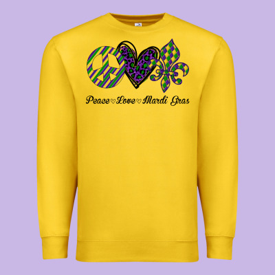 Mardi Gras Love Peace Premium Sweatshirt Designed By Bettercallsaul