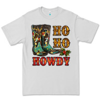 Dove Grey christmas cowboy boots ho ho howdy Premium Tee - RanaPortraitStore