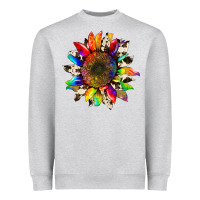 Heather Grey tie dye sunflower with cowhide Heavyweight Sweatshirt - Artiststas