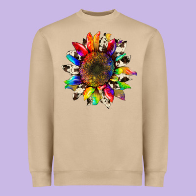 Tie Dye Sunflower With Cowhide Heavyweight Sweatshirt Designed By Artiststas