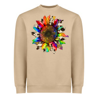 Mushroom tie dye sunflower with cowhide Heavyweight Sweatshirt - Artiststas