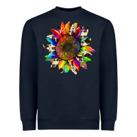 Navy tie dye sunflower with cowhide Heavyweight Sweatshirt - Artiststas