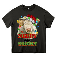 Asphalt merry and bright charolais cattle cow with christm Heavy Core Tee - RanaPortraitStore