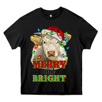 Black merry and bright charolais cattle cow with christm Heavy Core Tee - RanaPortraitStore