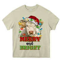 Mossy merry and bright charolais cattle cow with christm Heavy Core Tee - RanaPortraitStore