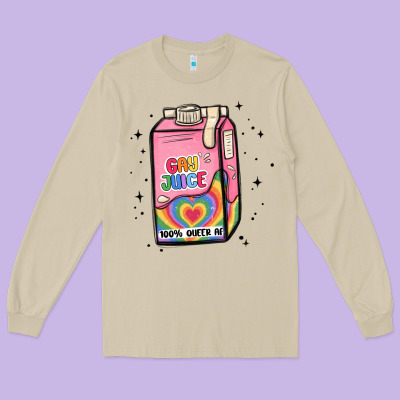 Gay Juice Long Sleeve Tee Designed By Maliassmallbusiness