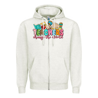 Oatmeal Heather teacher change the world Zipper Hoodie - MaliasSmallBusiness