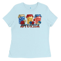 Baby Blue america mason jar Ladies Tee - Zillion Design Studio