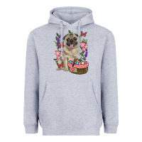 Heather Grey Easter pug Heavyweight Hoodie - RanaPortraitStore