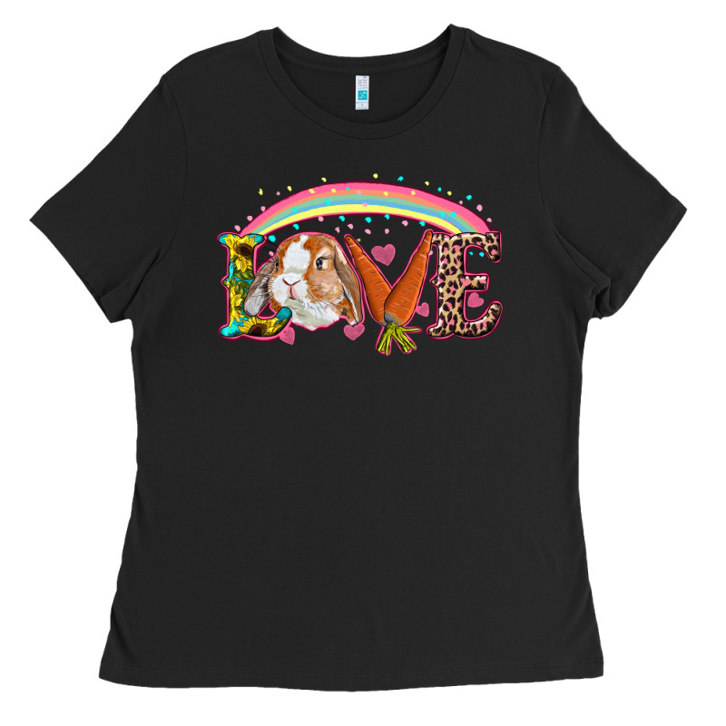 Easter Bunny Love With Rainbow Ladies Tee by RanaPortraitStore | Teevron