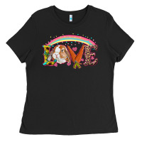 Black Easter Bunny Love With Rainbow Ladies Tee - RanaPortraitStore