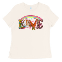 Bone Easter Bunny Love With Rainbow Ladies Tee - RanaPortraitStore