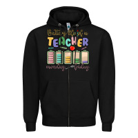 Black battery life of a teacher monday friday Zipper Hoodie - MaliasSmallBusiness