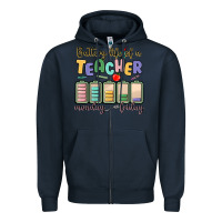 Navy battery life of a teacher monday friday Zipper Hoodie - MaliasSmallBusiness